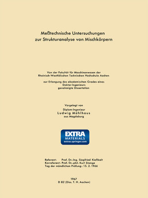cover image of Meßtechnische Untersuchungen zur Strukturanalyse von Mischkörpern